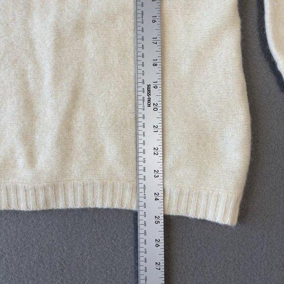 Vintage Emilio Rossi Lambswool Angora Sweater White Knitted Brown Leafs Sz M - Picture 7 of 13